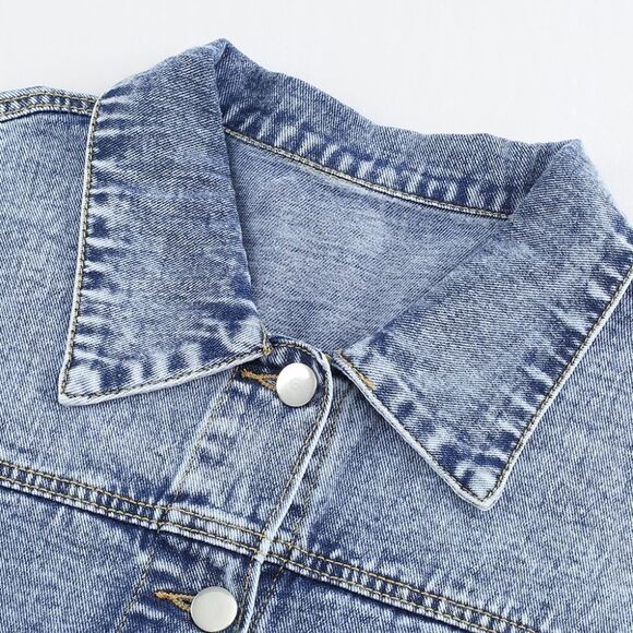 Buttoned Denim Jacket with Pockets - Picture 13 of 15